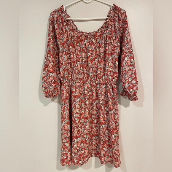 LOFT Outlet off the shoulder peasant dress floral size 8 - Picture 2 of 3